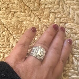 Vintage stamped Sterling Silver Statement Rope-Edge Ring in Silver